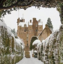 Winter Crathes Castle in Snow Colour Photo Greeting Card
