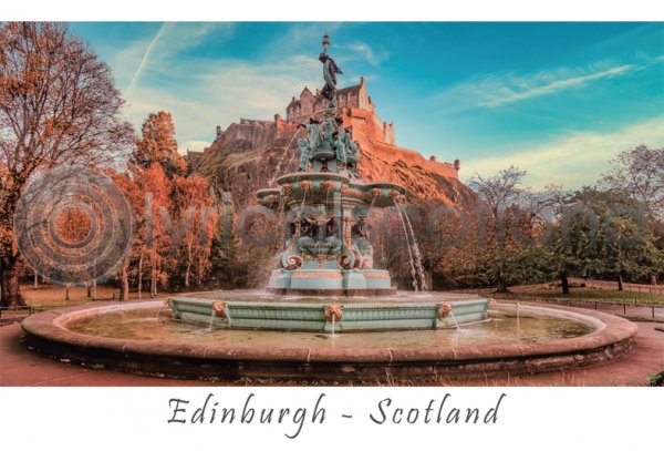 Edinburgh Princes St Gardens Fountain in Frost Postcard