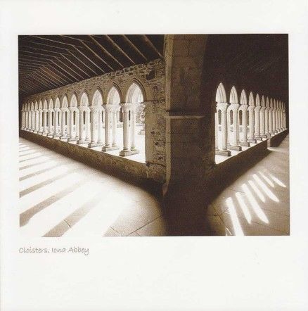Cloisters, Iona Abbey Sepia Greetings Card