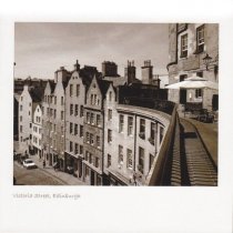 Victoria Street, Edin Old Town Sepia Greetings Card