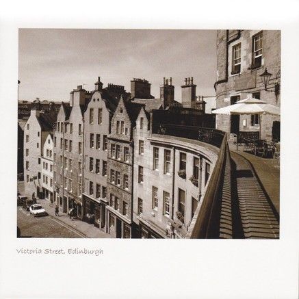 Victoria Street, Edin Old Town Sepia Greetings Card
