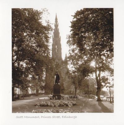 Scott Monument Sepia Greetings Card