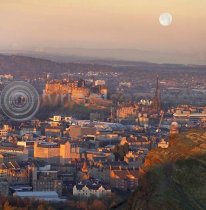 Moonrise Edinburgh Colour Photo Greetings Card